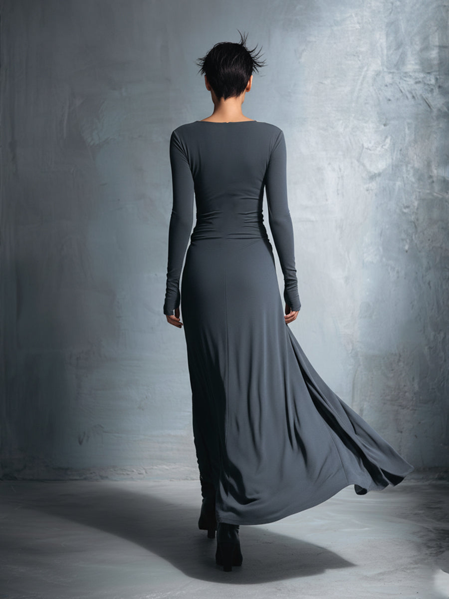 NAOMI | Robe longue portefeuille à nouer sur le côté