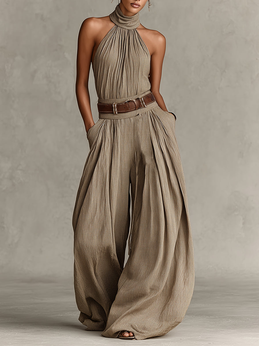 Caterina, Combinaison bohème taupe à encolure américaine, vue 1