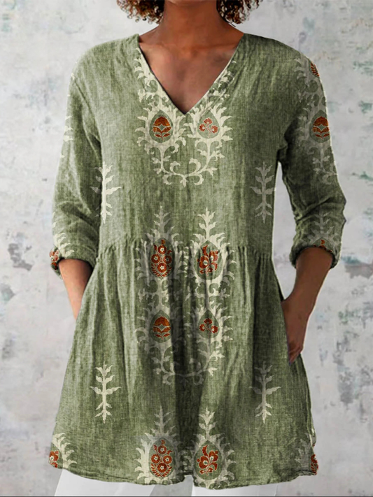 Elise | Blouse longue à col en V – mode femme