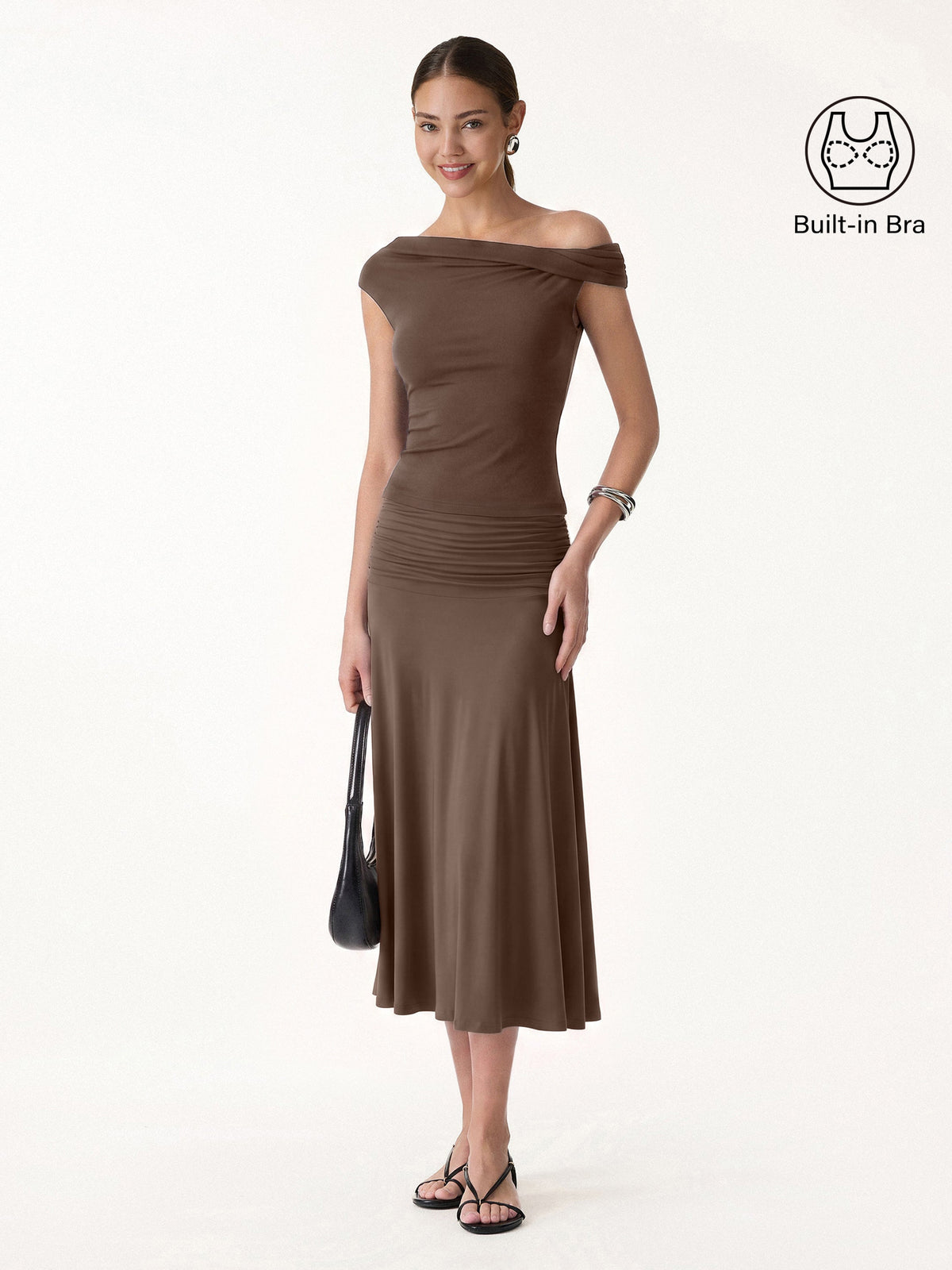 Ensemble femme 2 pièces avec top bralette et jupe midi trapèze