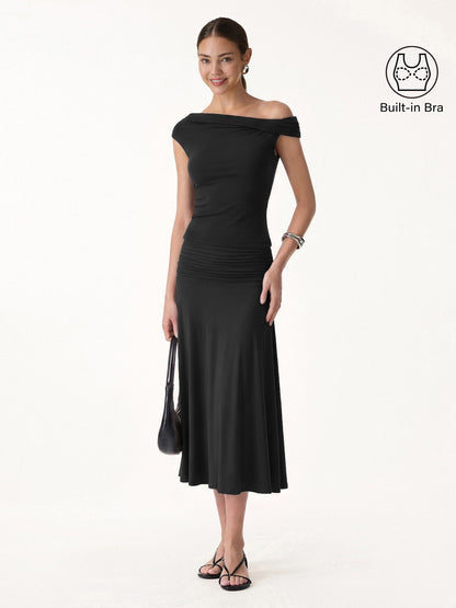 Ensemble femme 2 pièces avec top bralette et jupe midi trapèze