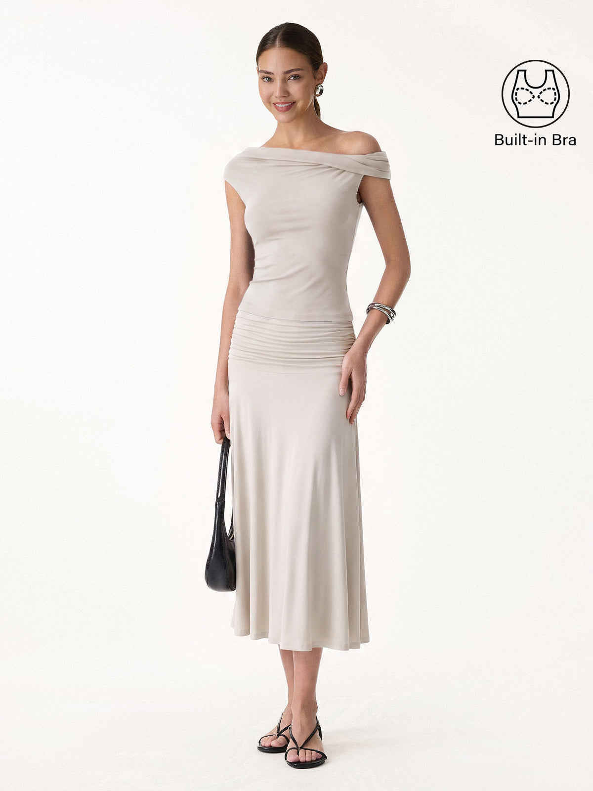 Ensemble femme 2 pièces avec top bralette et jupe midi trapèze