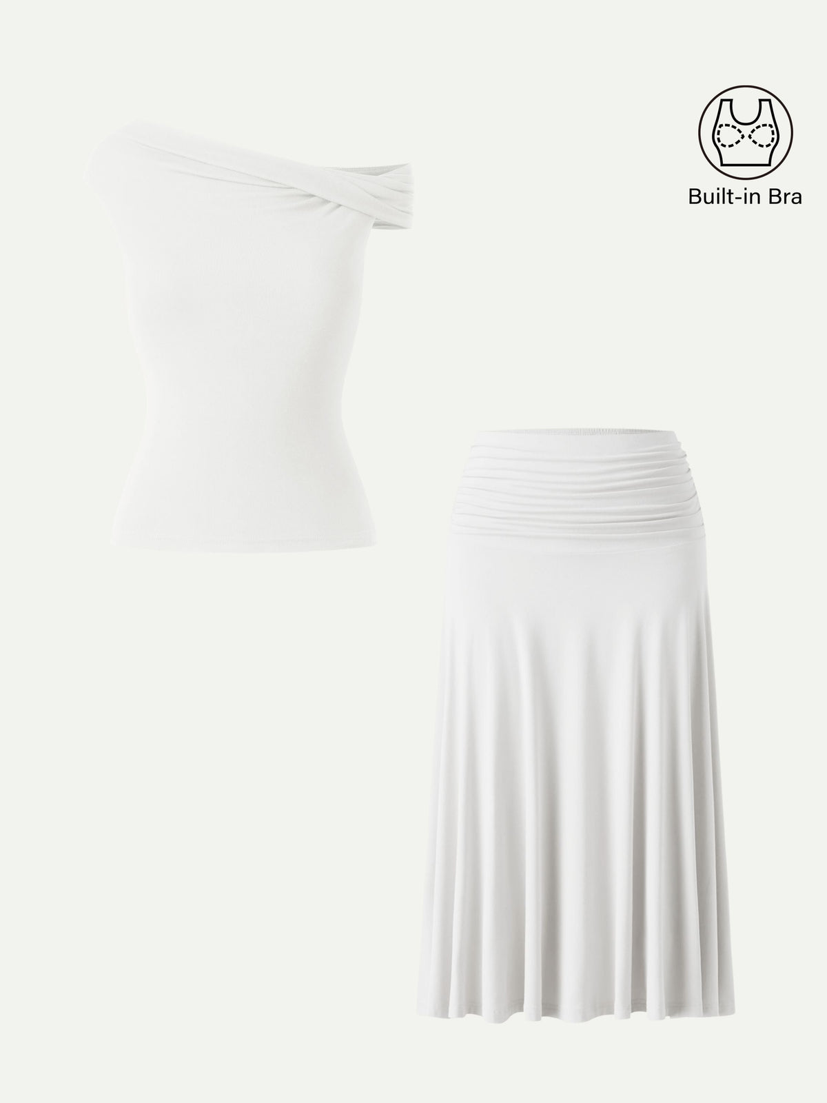 Ensemble femme 2 pièces avec top bralette et jupe midi trapèze
