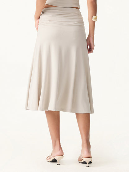 Ensemble femme 2 pièces avec top bralette et jupe midi trapèze