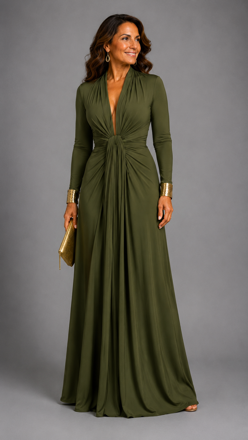 VIMMER | Robe longue drapée à décolleté en V