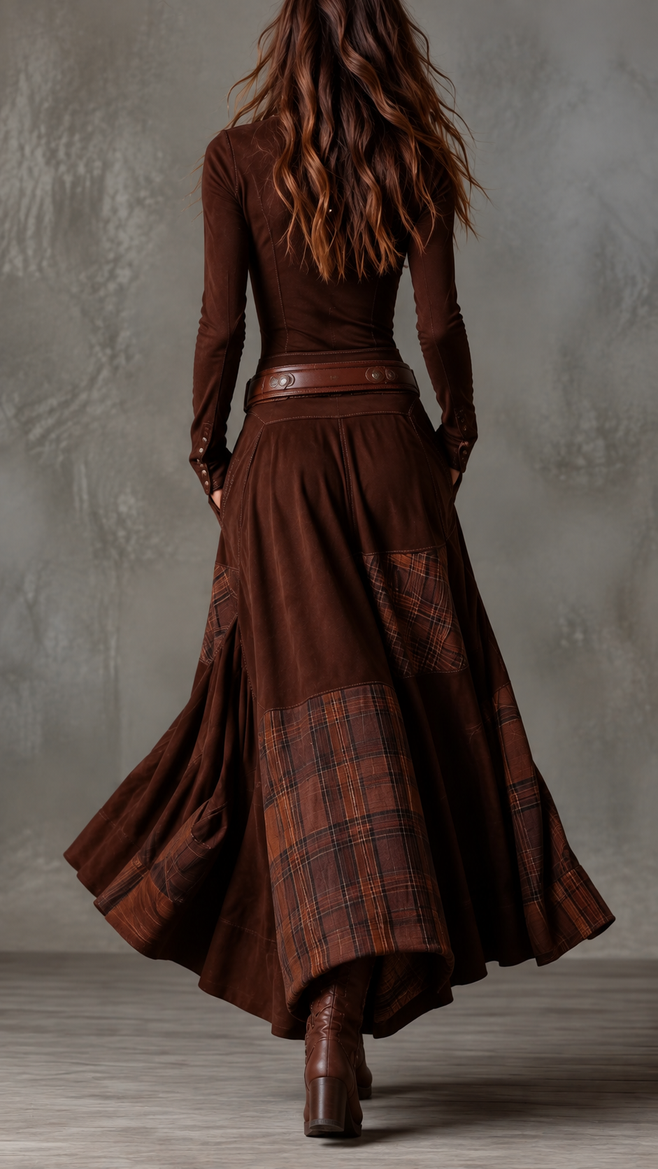 MARTINA | Robe longue bohème à carreaux et patchwork