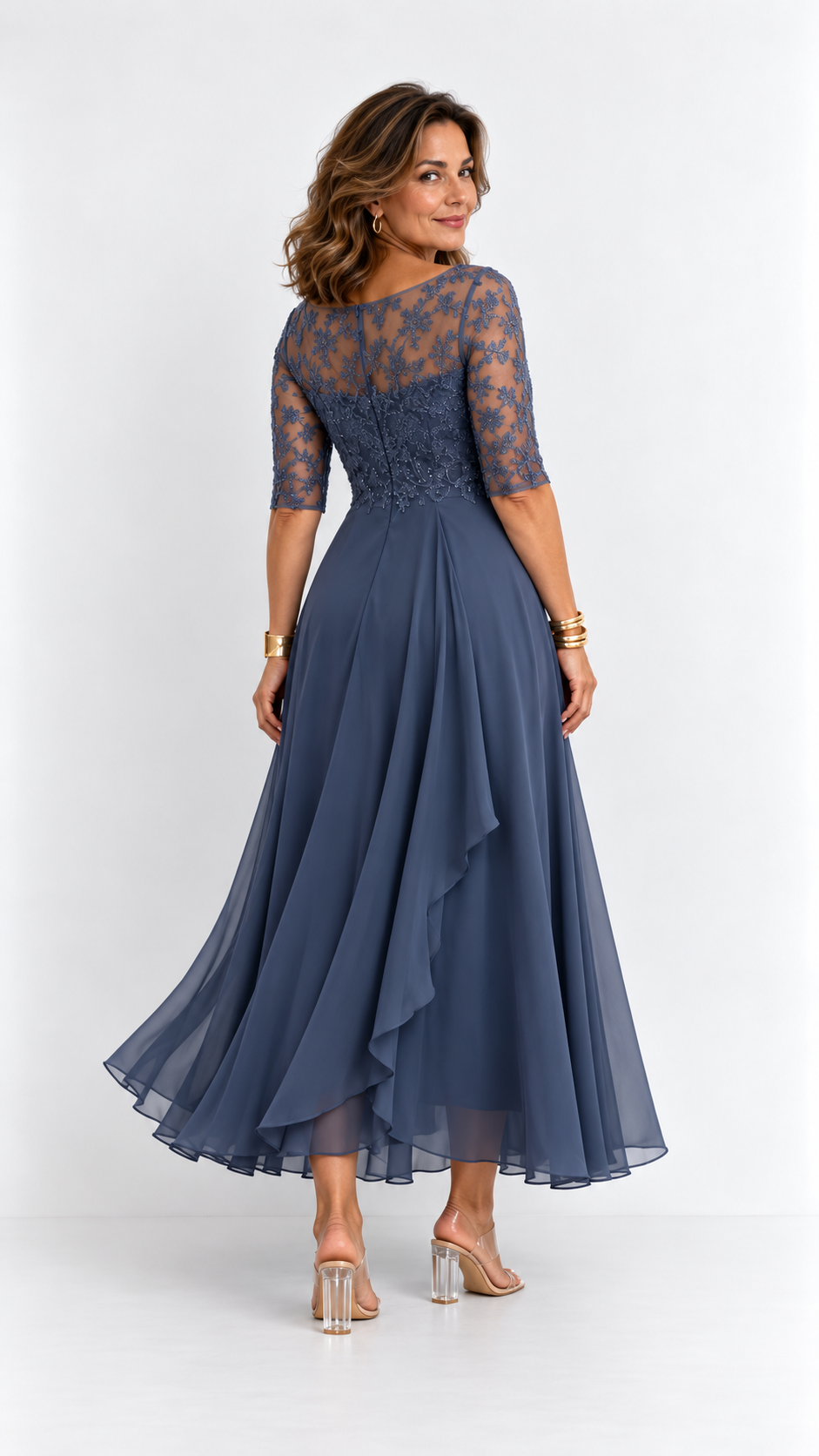 RHONDA | Robe midi élégante en dentelle