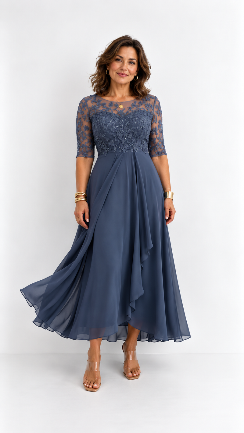 RHONDA | Robe midi élégante en dentelle