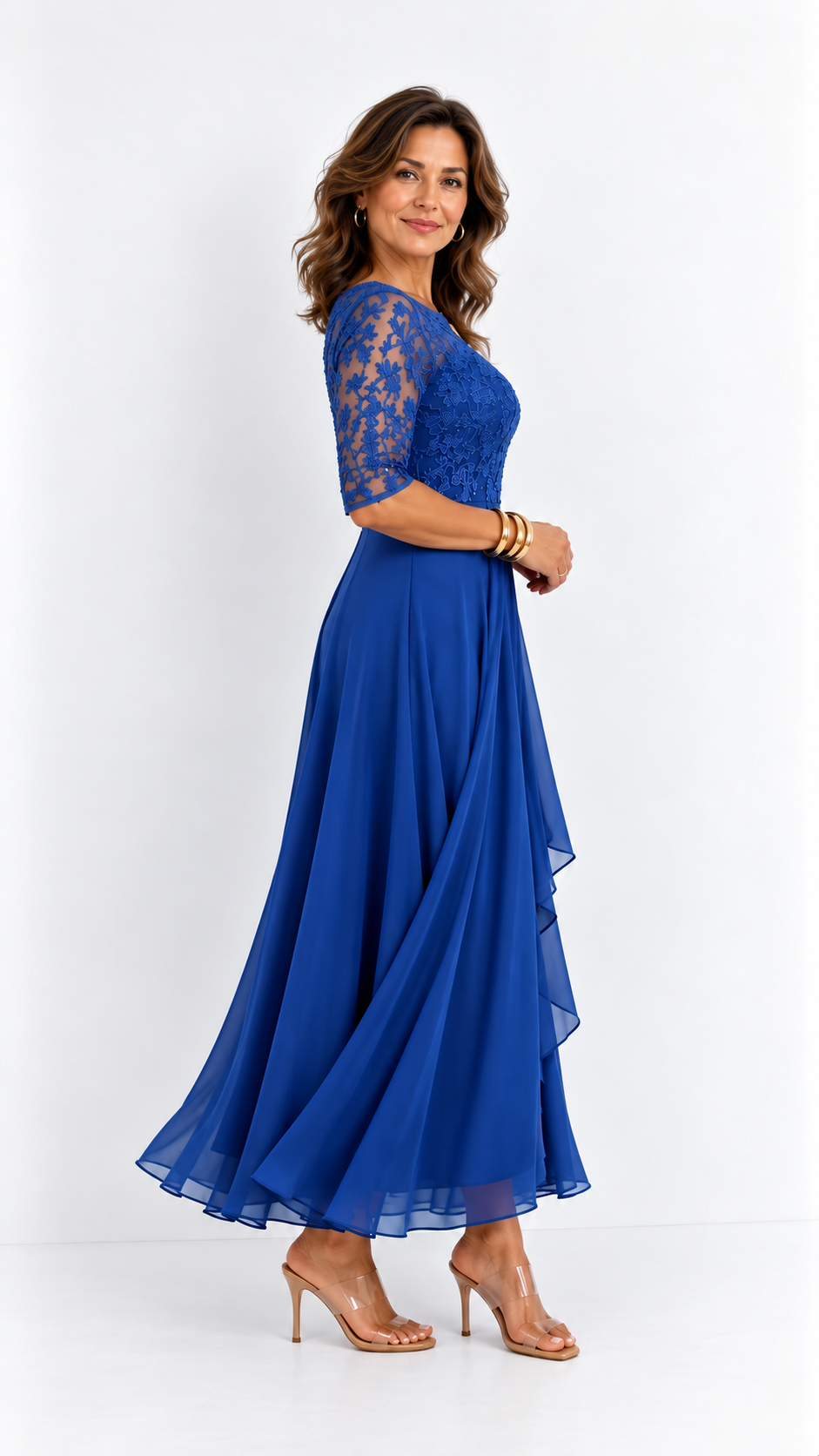 RHONDA | Robe midi élégante en dentelle