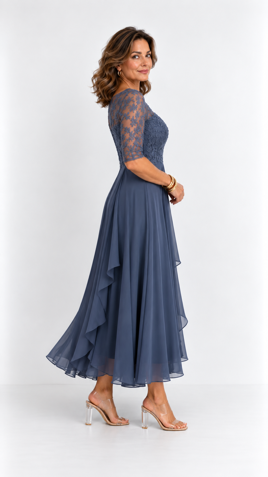 RHONDA | Robe midi élégante en dentelle