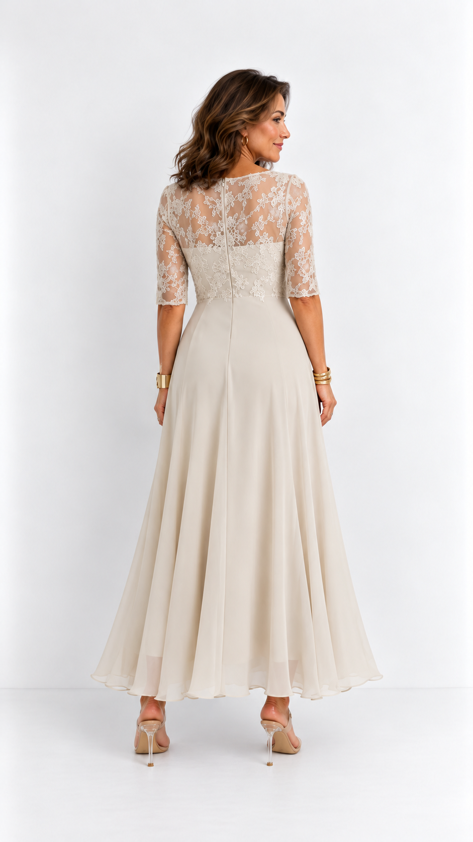 RHONDA | Robe midi élégante en dentelle
