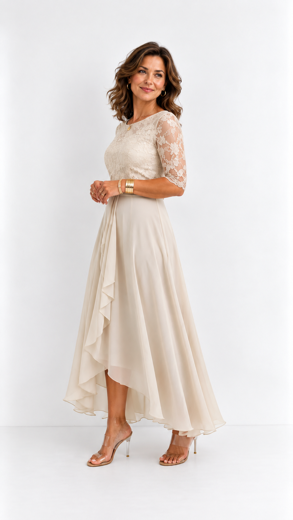RHONDA | Robe midi élégante en dentelle