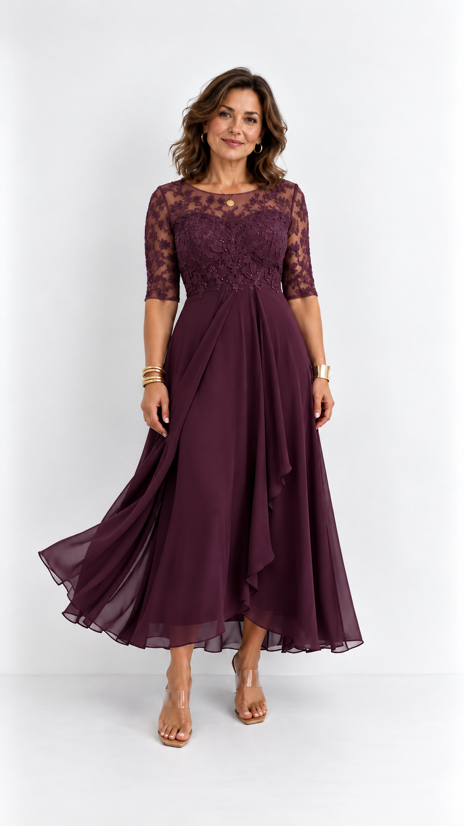 RHONDA | Robe midi élégante en dentelle