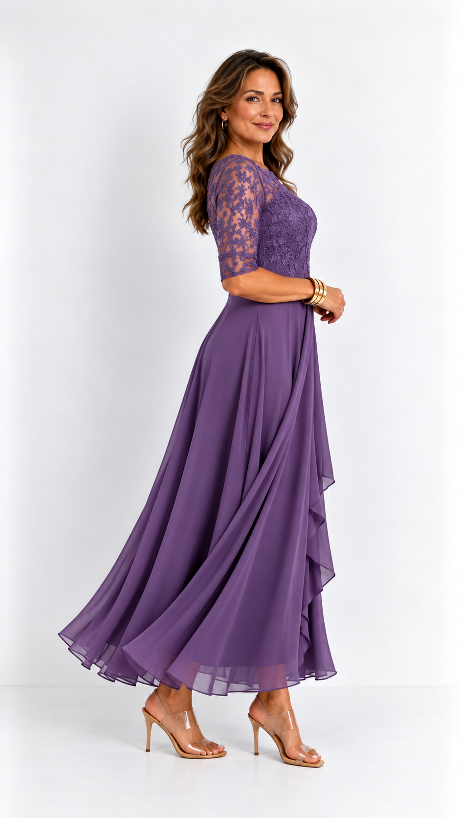RHONDA | Robe midi élégante en dentelle