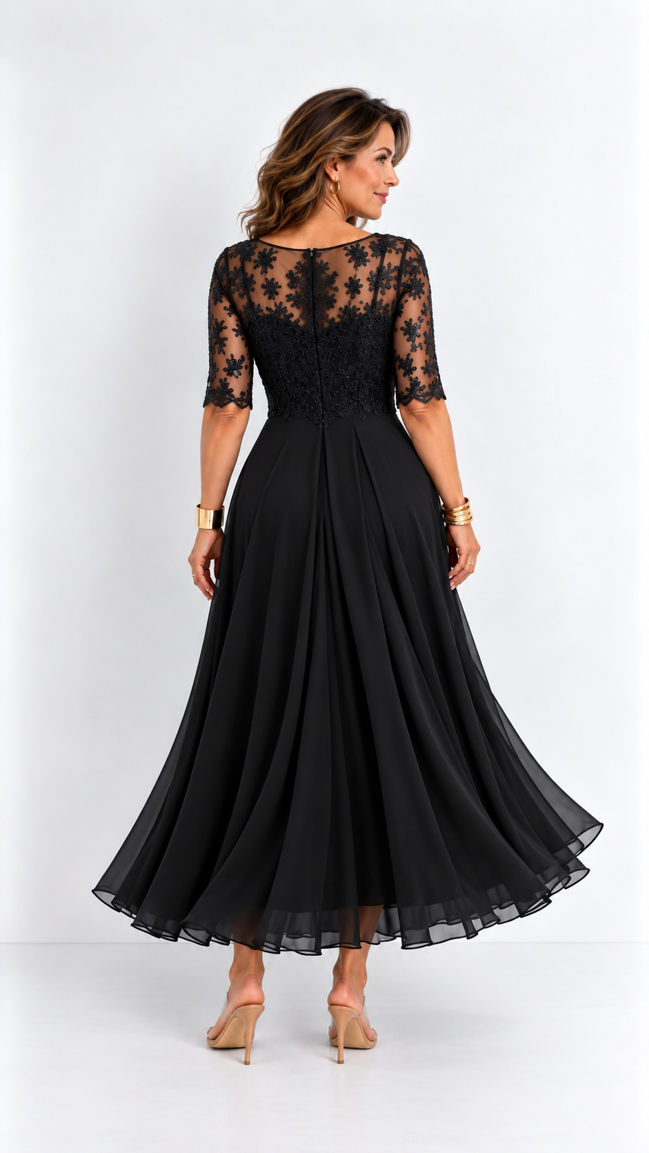 RHONDA | Robe midi élégante en dentelle