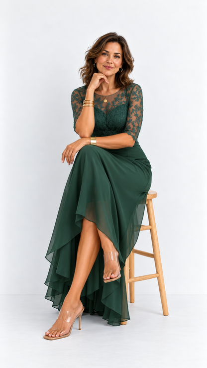 RHONDA | Robe midi élégante en dentelle
