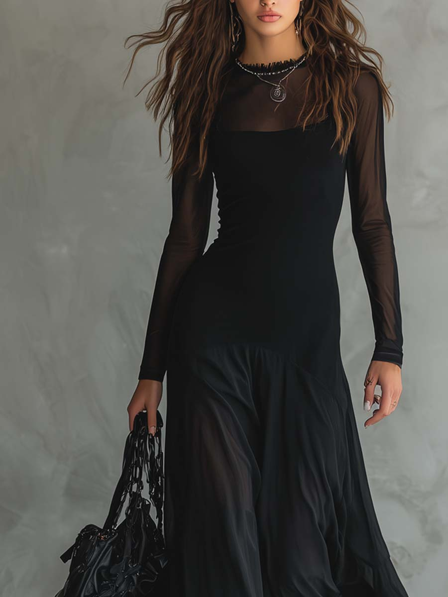 NOÉMIE | Robe longue évasée en tulle noir
