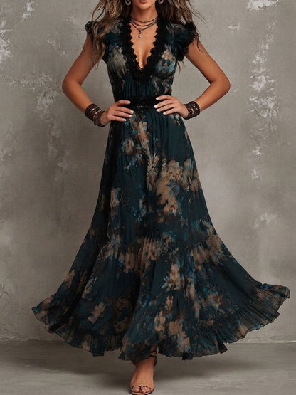 AGATA | Robe longue fleurie à volants
