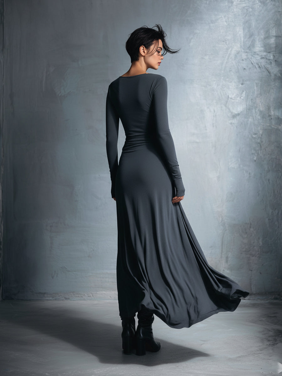 NAOMI | Robe longue portefeuille à nouer sur le côté