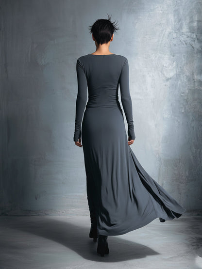 NAOMI | Robe longue portefeuille à nouer sur le côté