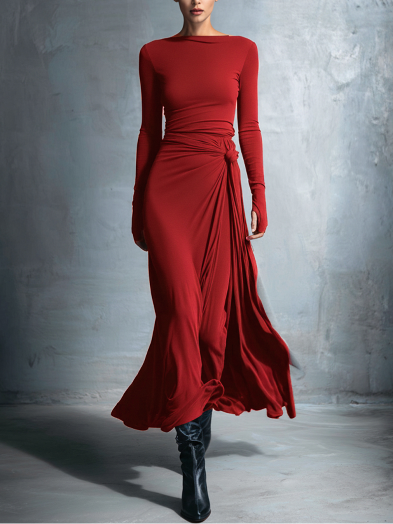 NAOMI | Robe longue portefeuille à nouer sur le côté