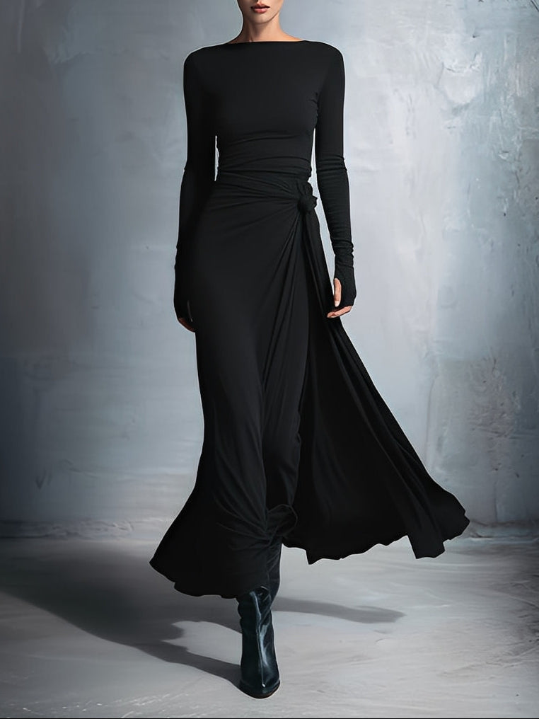 NAOMI | Robe longue portefeuille à nouer sur le côté