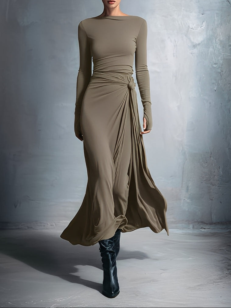NAOMI | Robe longue portefeuille à nouer sur le côté