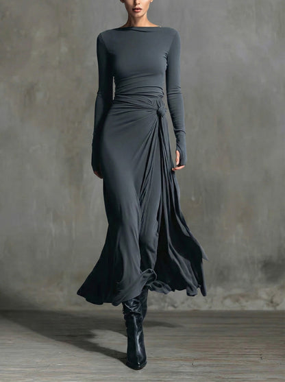 NAOMI | Robe longue portefeuille à nouer sur le côté