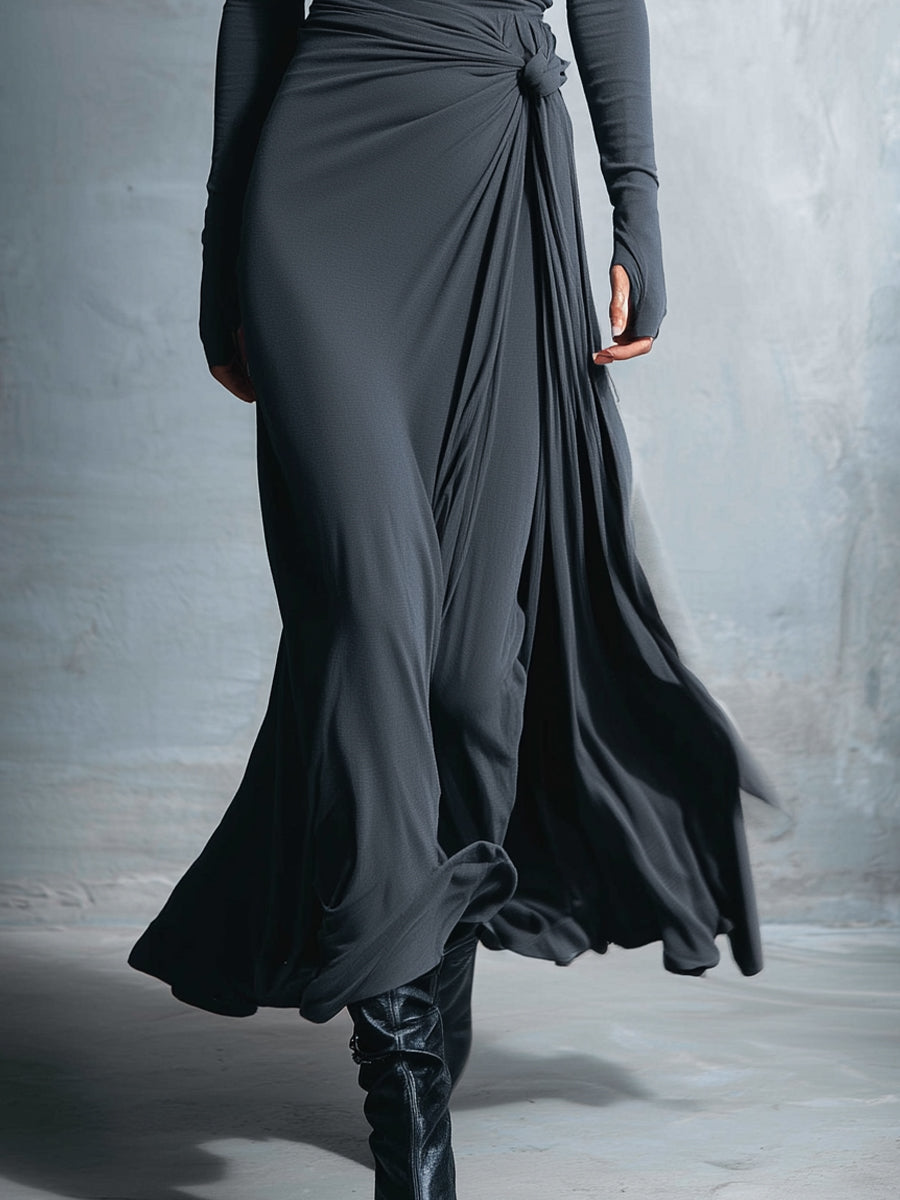 NAOMI | Robe longue portefeuille à nouer sur le côté
