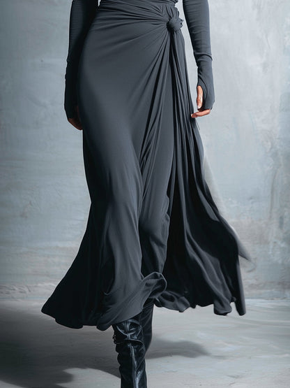 NAOMI | Robe longue portefeuille à nouer sur le côté