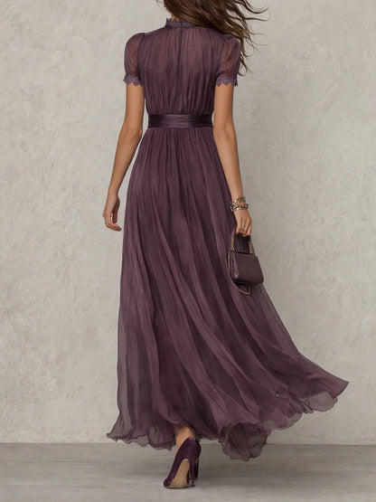 Myriam | Robe Longue en Mousseline et Dentelle