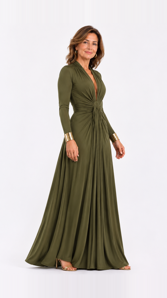 VIMMER | Robe longue drapée à décolleté en V